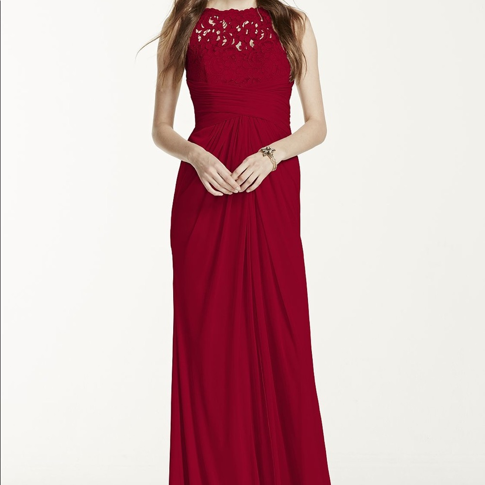 Davids Bridal Apple Red Bridesmaid Dress Sz 12